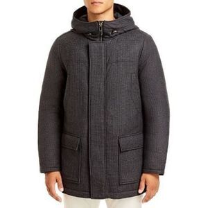 Men's Corneliani Charcoal Wool Houndstooth Parka Jacket  IT 54 54R US 44R 44